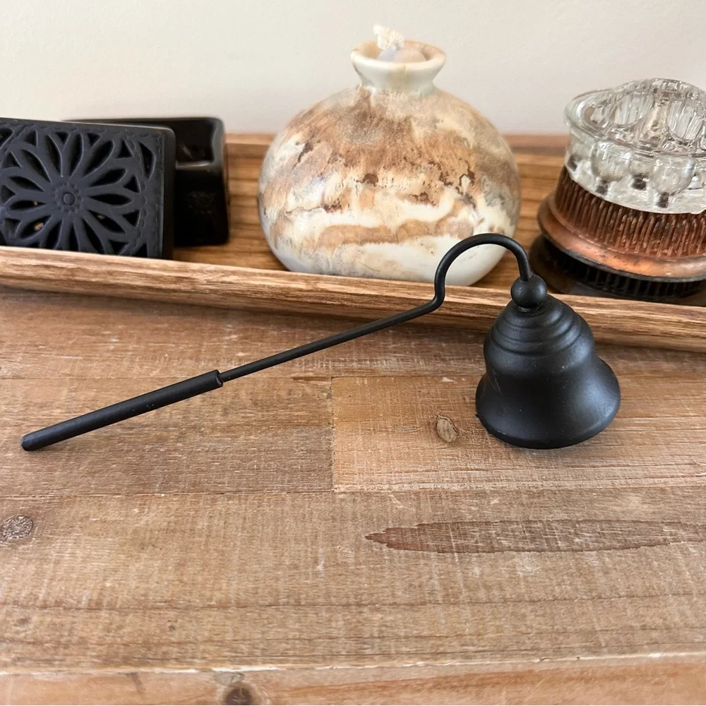 Classic Matte Black Candle Snuffer Bell Shaped Metal 7.5 inches Long